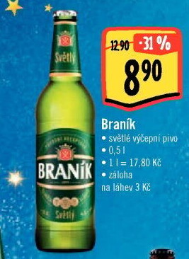 Pivo světlé výčepní 10° Braník