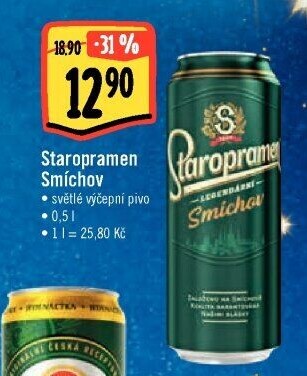 Pivo světlé výčepní 10° Smíchov Staropramen