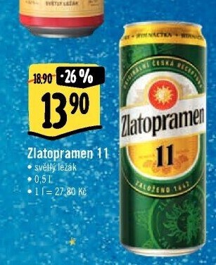 Pivo světlý ležák 11° Zlatopramen
