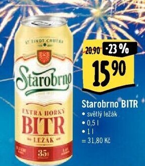Pivo světlý ležák Bitr Starobrno