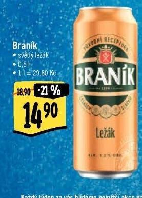 Pivo světlý ležák Braník