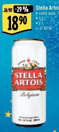 Pivo světlý ležák Stella Artois