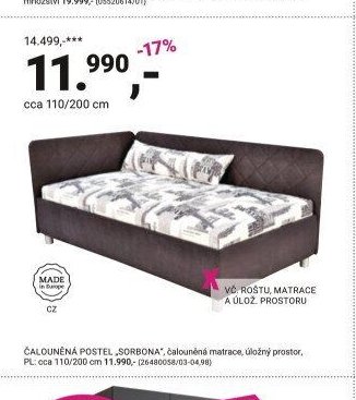 Čalouněná postel SORBONA - Möbelix akcniletaky.com