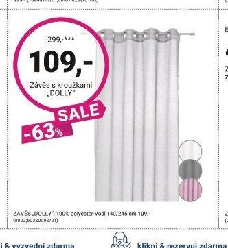 Závěs s kroužkami „DOLLY“ - Möbelix akcniletaky.com