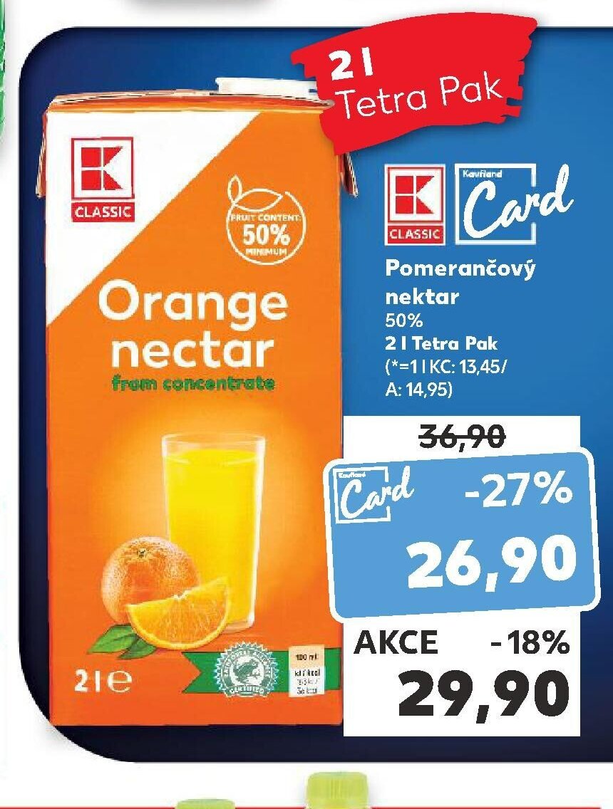 Pomerančový nektar 50% 2 l