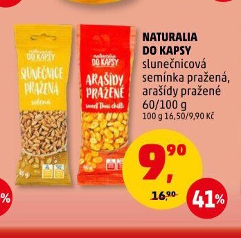 NATURALIA DO KAPSY slunečnicová semínka pražená, arašídy pražené 60/100 g