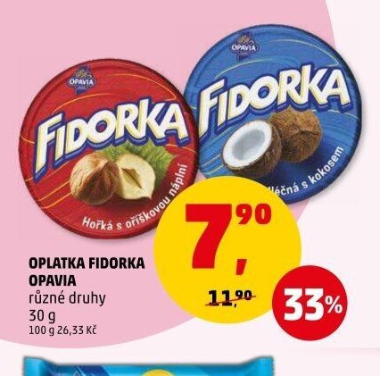 Oplatka Fidorka Opavia různé druhy 30 g