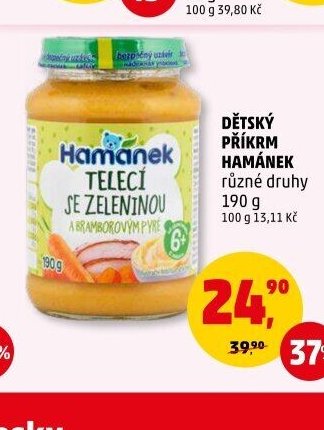 Dětský příkrm Hamánek různé druhy 190 g