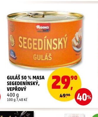 GULÁŠ 50 % MASA SEGEDÍNSKÝ, VEPŘOVÝ 400 g
