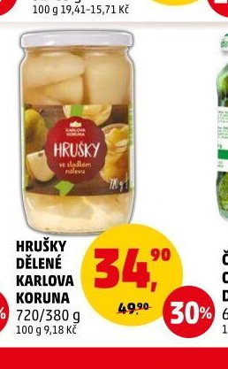 HRUŠKY DĚLENÉ KARLOVA KORUNA 720/380 g
