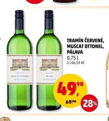 TRAMÍN ČERVENÉ, MUSCAT OTTONEL, PÁLAVA 0,75 l