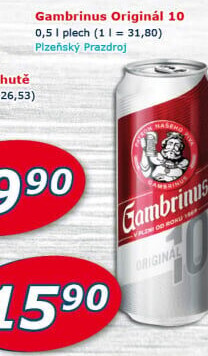 Pivo světlé výčepní Originál 10° Gambrinus