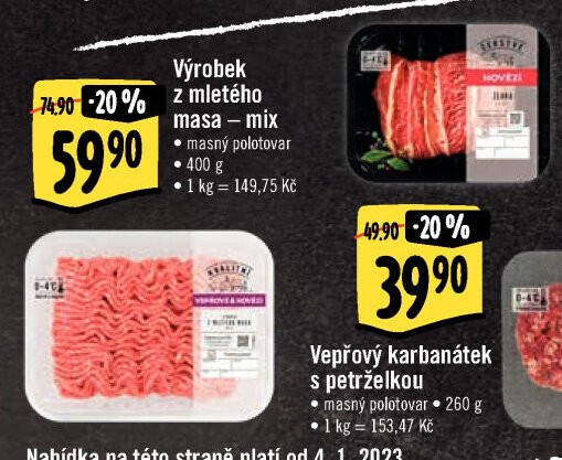 Výrobek z mletého masa – mix