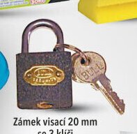 Zámek visací 20 mm se 3 klíči