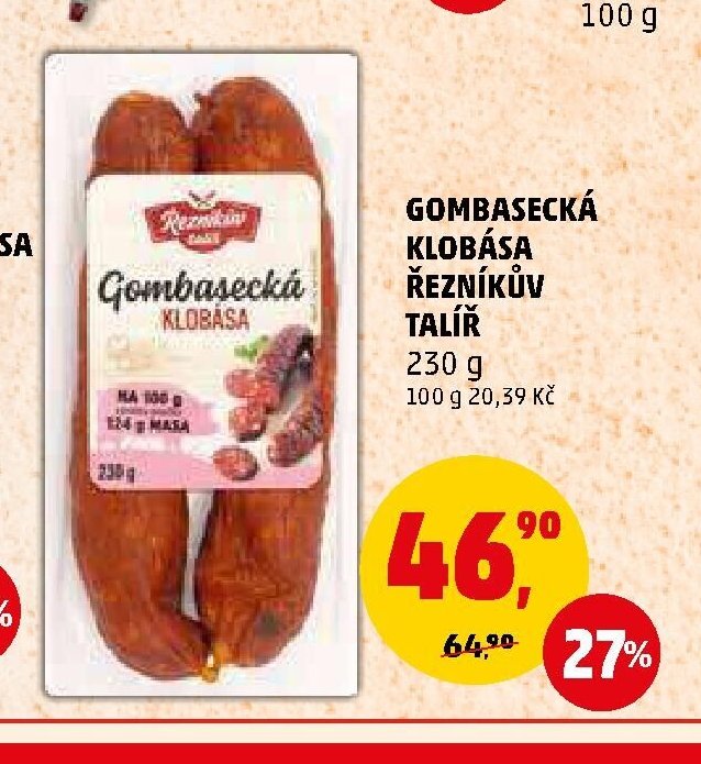 GOMBASECKÁ KLOBÁSA ŘEZNÍKŮV TALÍŘ 230 g