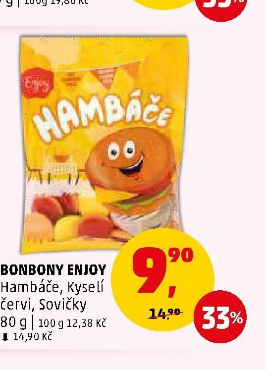 BONBONY ENJOY Hambáče, Kyselí červi, Sovičky