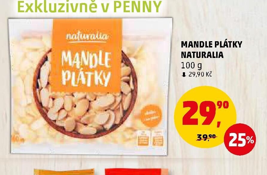 MANDLE PLÁTKY NATURALIA 100 g