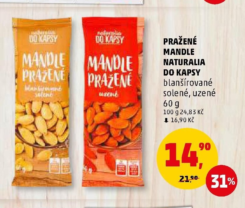 PRAŽENÉ MANDLE NATURALIA DO KAPSY 60 g