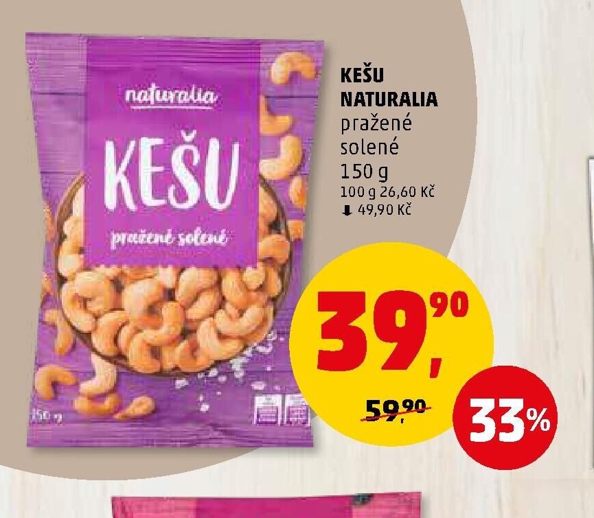KEŠU NATURALIA pražené solené 150 g