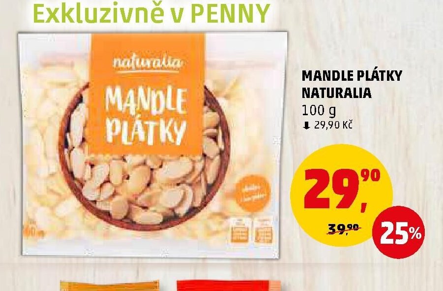 MANDLE PLÁTKY NATURALIA 100 g