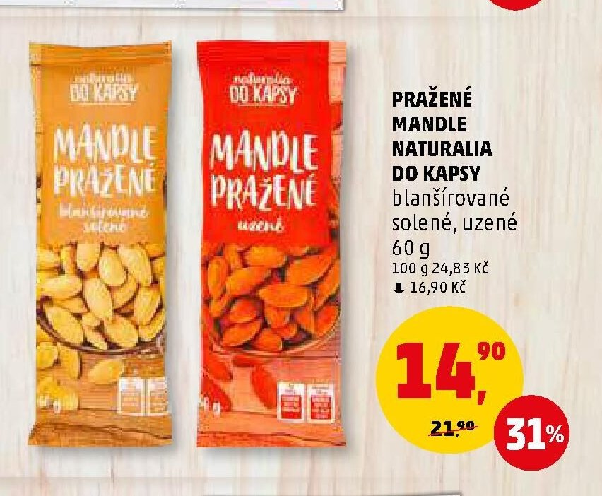 PRAŽENÉ MANDLE NATURALIA DO KAPSY 60 g