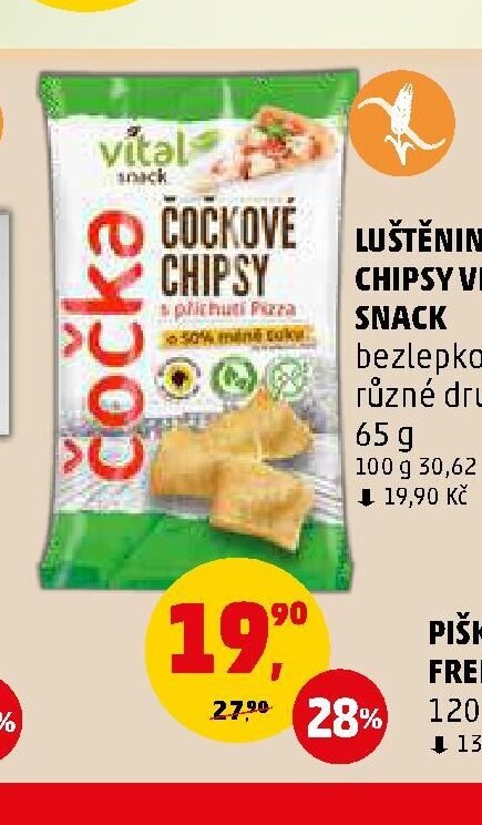 LUŠTĚNINOVÉ CHIPSY VITAL SNACK 65 g