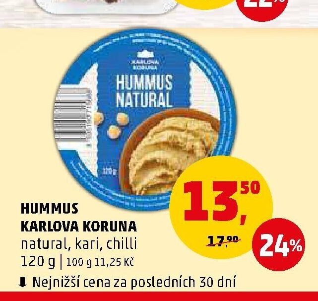 HUMMUS KARLOVA KORUNA natural, kari, chilli