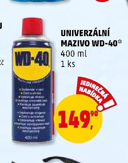 UNIVERZÁLNÍ MAZIVO WD-40 400 ml