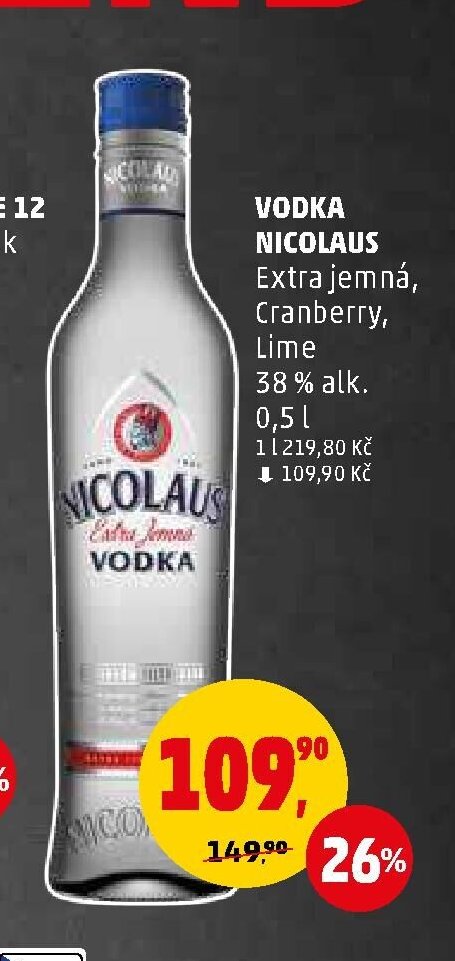 VODKA NICOLAUS Extra jemná, Cranberry, Lime 0,5 l