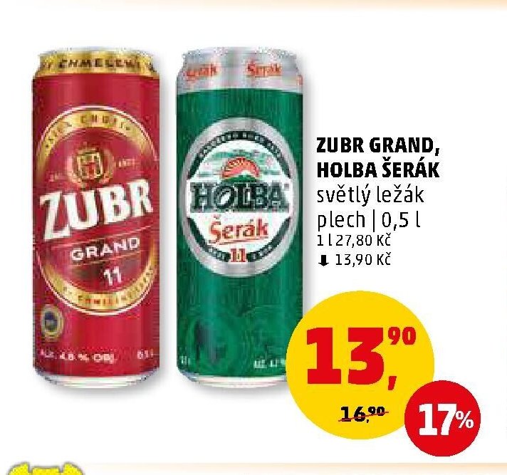 ZUBR GRAND, HOLBA ŠERÁK světlý ležák plech | 0,5 l