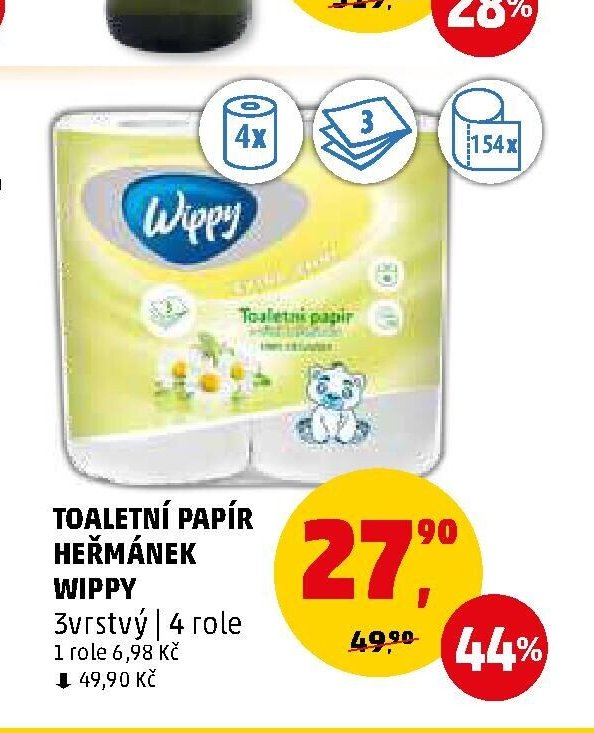 TOALETNÍ PAPÍR HEŘMÁNEK WIPPY 3vrstvý | 4 role