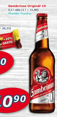 Pivo světlé výčepní Originál 10° Gambrinus