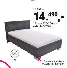 Postel, cca 120/200 cm nebo 140/200 cm