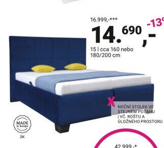 Postel, cca 160/200 cm nebo 180/200 cm