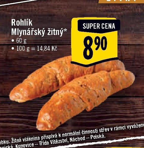 Rohlík Mlynářský žitný