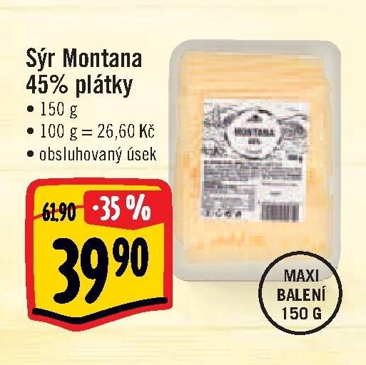 Sýr Montana 45% plátky