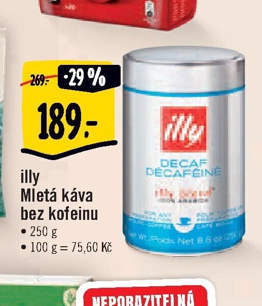 illy Mletá káva bez kofeinu