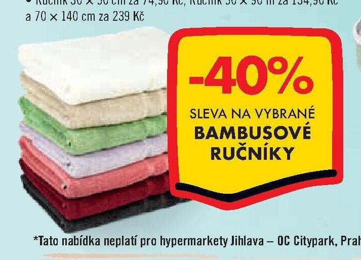 Sleva na vybrané bambusové ručníky