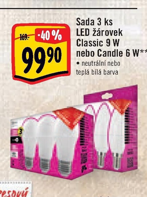 Sada 3 ks LED žárovek