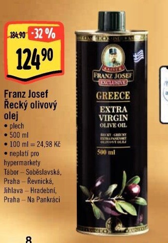 Olivový olej extra panenský Exclusive Franz Josef Kaiser