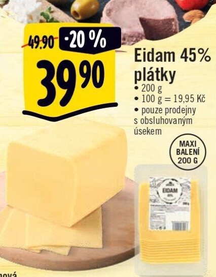 Sýr Eidam 45% Albert
