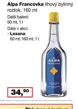 Alpa Francovka lihový bylinný roztok, 160 ml