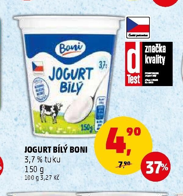 Jogurt bílý Boni 3,7 % tuku 150 g