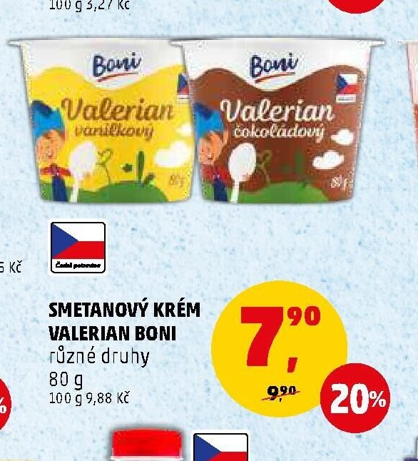Smetanový krém Valerian Boni různé druhy 80 g