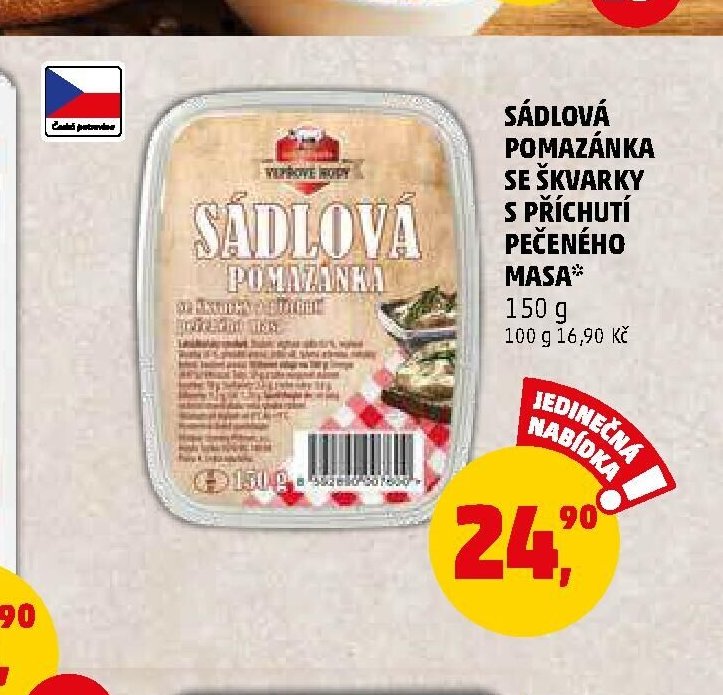 SÁDLOVÁ POMAZÁNKA SE ŠKVARKY S PŘÍCHUTÍ PEČENÉHO MASA