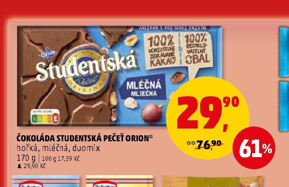 ČOKOLÁDA STUDENTSKÁ PEČEŤ ORION