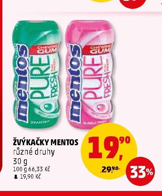 ŽVÝKAČKY MENTOS různé druhy