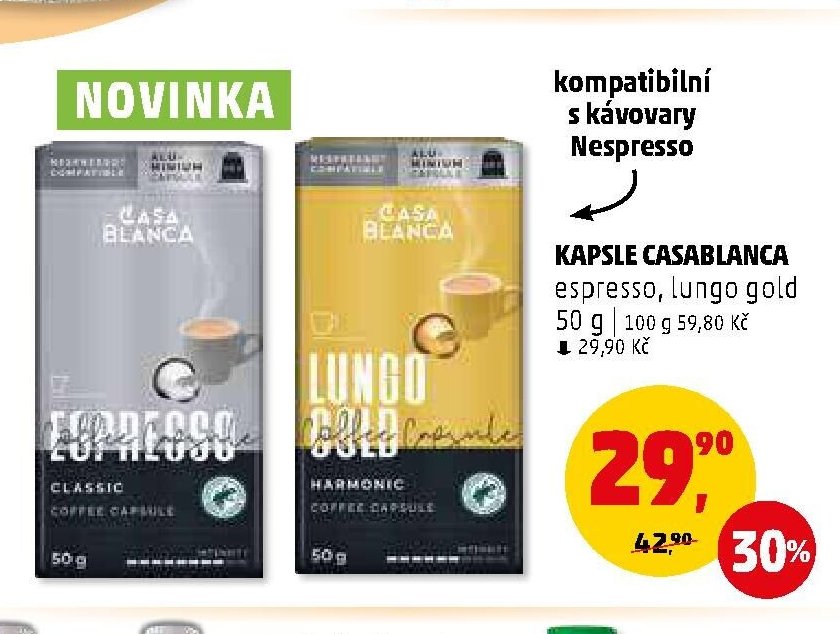 Kapsle Casablanca espresso, lungo gold