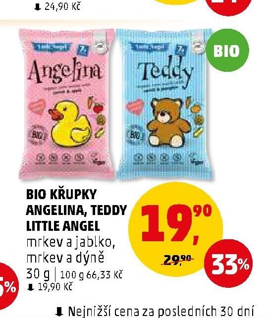 BIO KŘUPKY ANGELINA, TEDDY LITTLE ANGEL mrkev a jablko, mrkev a dýně 30 g