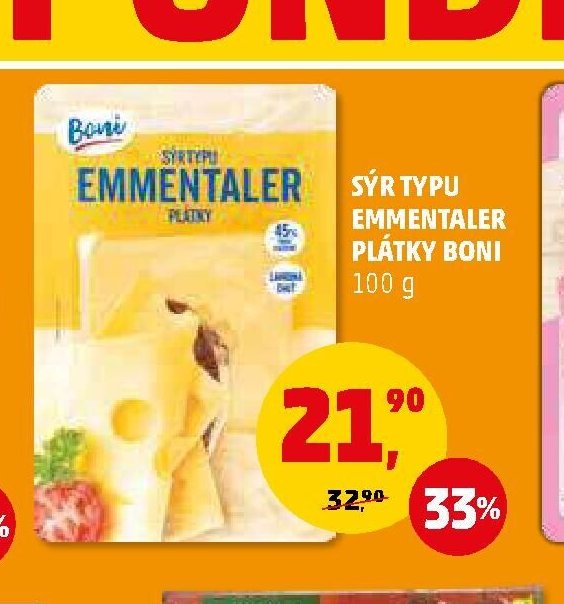 SÝR TYPU EMMENTALER PLÁTKY BONI